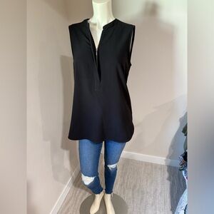 Black Sleeveless Top with Zipper